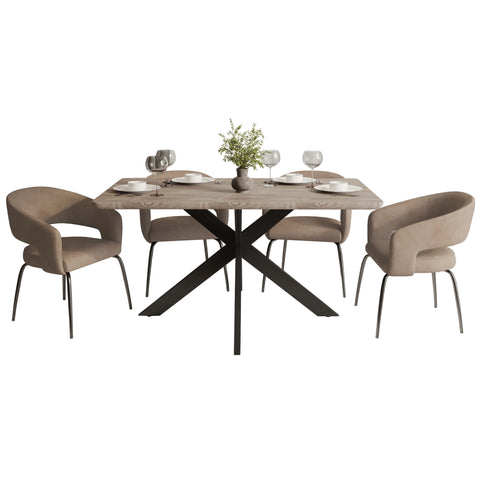 Ravenna 5-Piece Dining Set with Rectangular Dining Table in Maple and 6 Dining Chairs