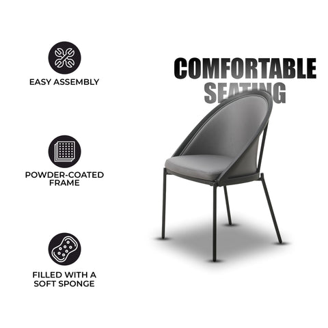 Urbane Dining Chair with Vinyl Fabric Seat and Wicker/Vinyl Backrest in Black Stainless Steel