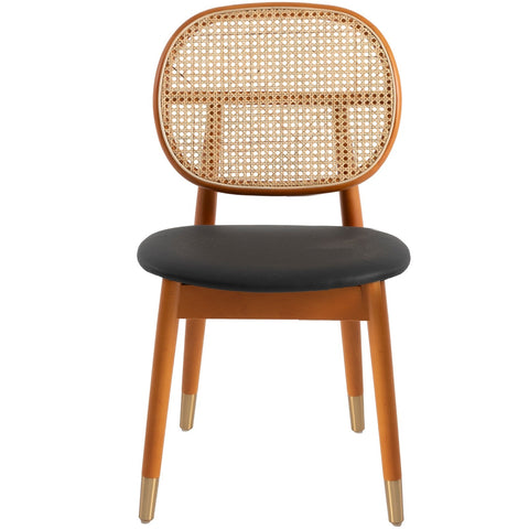 Holbeck Modern Dining Chair with Upholstered Leather Seat and Beech Wood Legs Set of 2