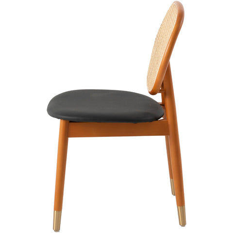 Holbeck Modern Dining Chair with Upholstered Leather Seat and Beech Wood Legs Set of 2