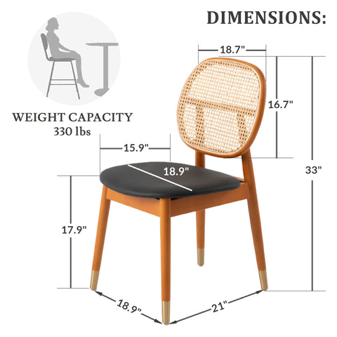 Holbeck Modern Dining Chair with Upholstered Leather Seat and Beech Wood Legs Set of 2