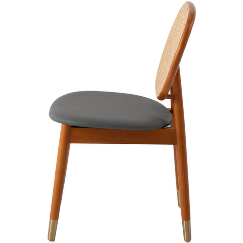 Holbeck Modern Dining Chair with Upholstered Leather Seat and Beech Wood Legs Set of 2