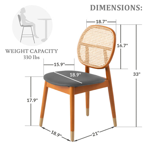 Holbeck Modern Dining Chair with Upholstered Leather Seat and Beech Wood Legs Set of 2