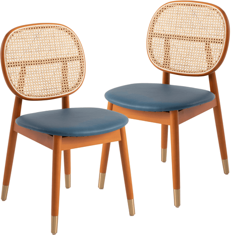 Holbeck Modern Dining Chair with Upholstered Leather Seat and Beech Wood Legs Set of 2