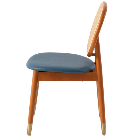 Holbeck Modern Dining Chair with Upholstered Leather Seat and Beech Wood Legs Set of 2