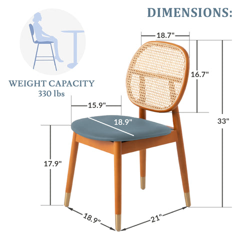 Holbeck Modern Dining Chair with Upholstered Leather Seat and Beech Wood Legs Set of 2