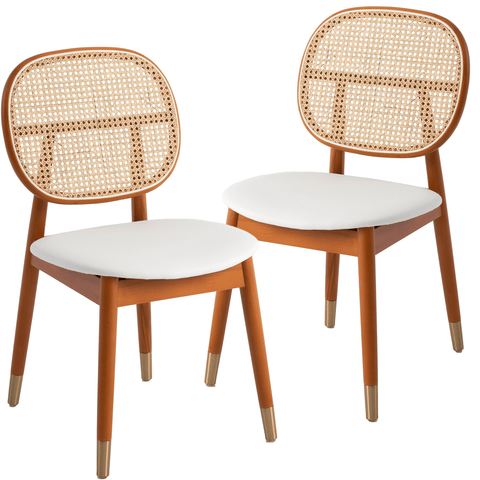 Holbeck Modern Dining Chair with Upholstered Leather Seat and Beech Wood Legs Set of 2