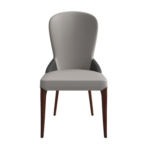 Havana Leather Dining Chair with a Two-Tone Color Design and Rubberwood Legs