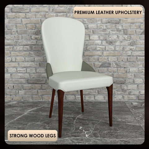 Havana Leather Dining Chair with a Two-Tone Color Design and Rubberwood Legs