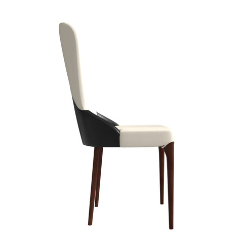 Havana Leather Dining Chair with a Two-Tone Color Design and Rubberwood Legs