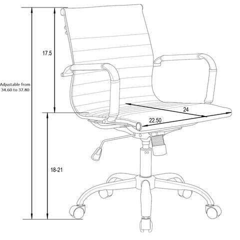 Harris Mid-Back Leather Adjustable  Office Conference Chair with Armrests