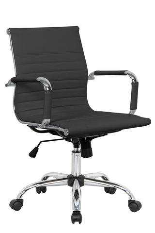 Harris Mid-Back Leather Adjustable  Office Conference Chair with Armrests