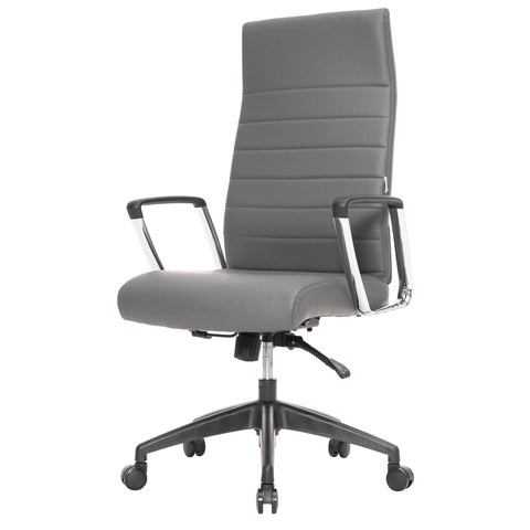 Hilton High-Back Leather Office Chair Adjustable Seat Height in Nylon