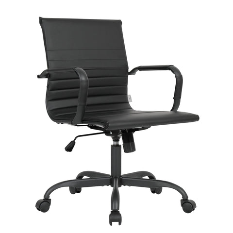 Harris Mid-Back Leather Adjustable  Office Conference Chair with Armrests