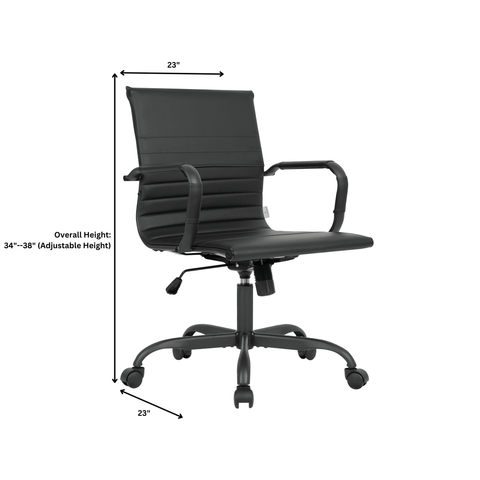 Harris Mid-Back Leather Adjustable  Office Conference Chair with Armrests