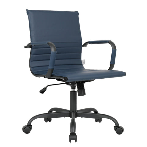 Harris Mid-Back Leather Adjustable  Office Conference Chair with Armrests