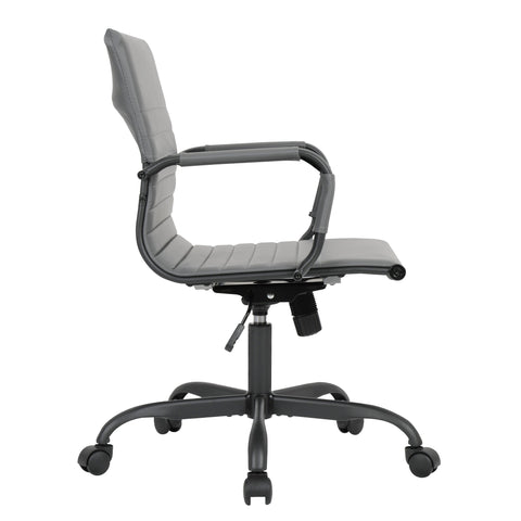 Harris Mid-Back Leather Adjustable  Office Conference Chair with Armrests