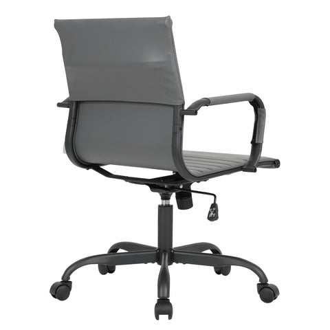 Harris Mid-Back Leather Adjustable  Office Conference Chair with Armrests