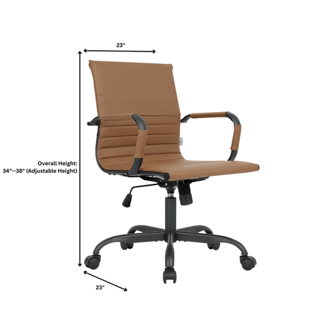 Harris Mid-Back Leather Adjustable  Office Conference Chair with Armrests