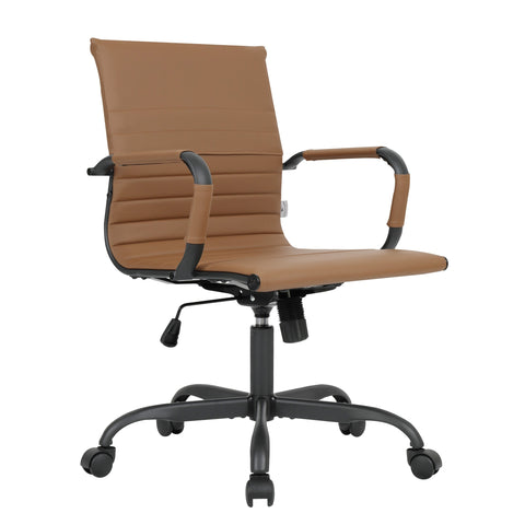 Harris Mid-Back Leather Adjustable  Office Conference Chair with Armrests