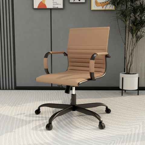 Harris Mid-Back Leather Adjustable  Office Conference Chair with Armrests