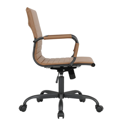 Harris Mid-Back Leather Adjustable  Office Conference Chair with Armrests