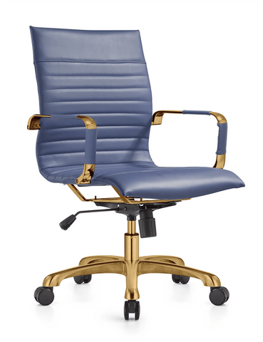 Harris Mid-Back Leather Adjustable  Office Conference Chair with Armrests