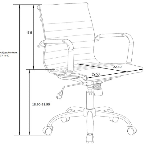 Harris Mid-Back Leather Adjustable  Office Conference Chair with Armrests