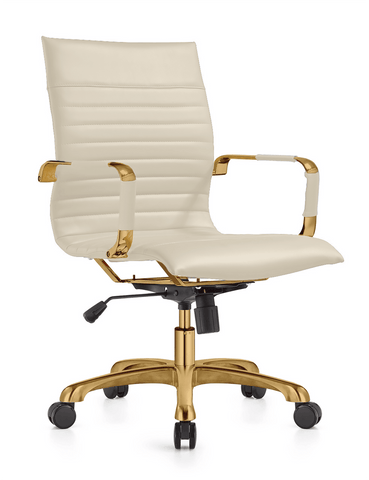 Harris Mid-Back Leather Adjustable  Office Conference Chair with Armrests