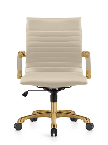 Harris Mid-Back Leather Adjustable  Office Conference Chair with Armrests