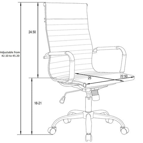 Harris Leather High-Back Adjustable  Office Conference Chair with Armrests