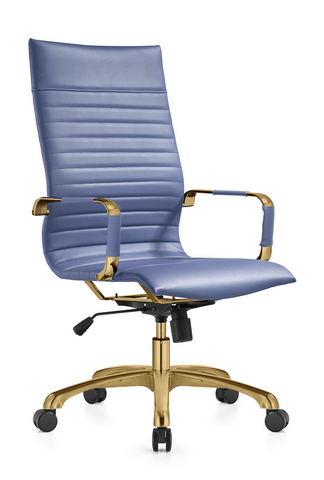 Harris Leather High-Back Adjustable  Office Conference Chair with Armrests