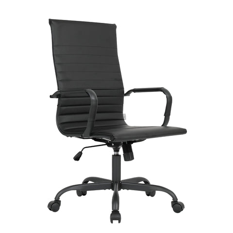 Harris Leather High-Back Adjustable  Office Conference Chair with Armrests