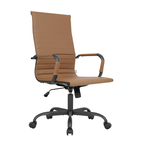 Harris Leather High-Back Adjustable  Office Conference Chair with Armrests