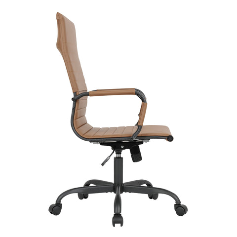 Harris Leather High-Back Adjustable  Office Conference Chair with Armrests