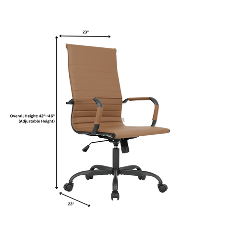 Harris Leather High-Back Adjustable  Office Conference Chair with Armrests