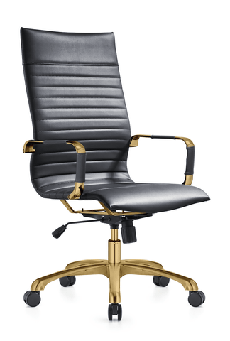 Harris Leather High-Back Adjustable  Office Conference Chair with Armrests