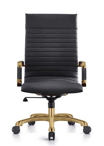 Harris Leather High-Back Adjustable  Office Conference Chair with Armrests