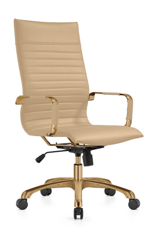 Harris Leather High-Back Adjustable  Office Conference Chair with Armrests