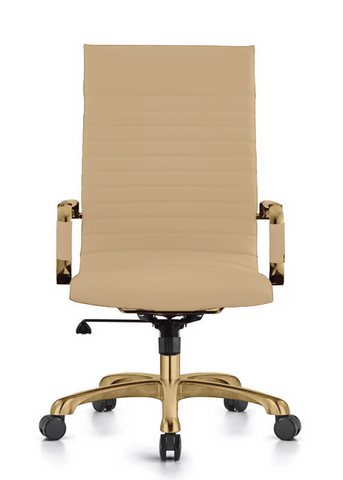 Harris Leather High-Back Adjustable  Office Conference Chair with Armrests