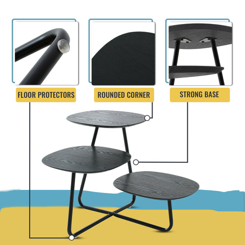 Hazelton Multi-Top End Tables with Manufactured Wood Top and Powder Coated Steel Frame