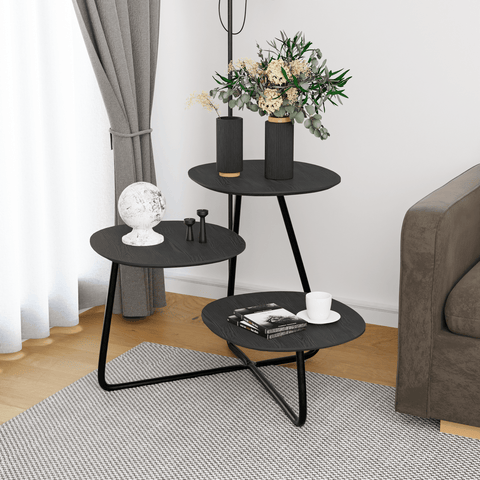 Hazelton Multi-Top End Tables with Manufactured Wood Top and Powder Coated Steel Frame