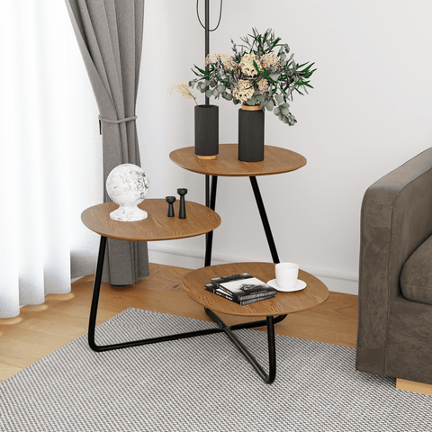 Hazelton Multi-Top End Tables with Manufactured Wood Top and Powder Coated Steel Frame