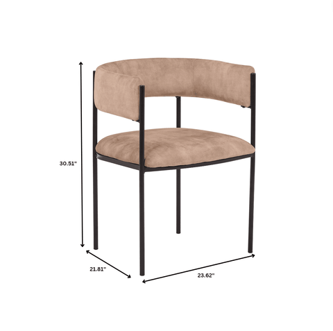 Cyril Dining Chair in Leather or Velvet with Open Back Design and Powder-Coated Iron Frame