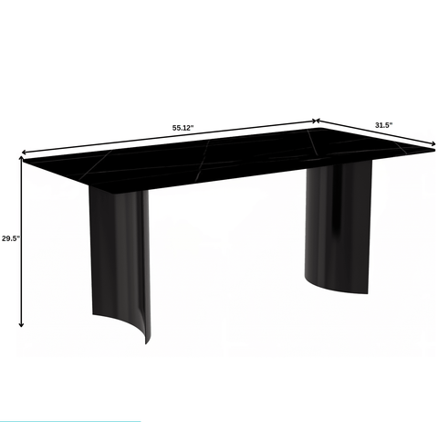 Zara Mid-Century Modern Rectangular Dining Table with Glass/Sintered Stone Top and Stainless Steel Base