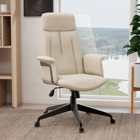 Inifini High-Back Leather Ergonomic Office Chair With Lumbar Support, Adjustable Hight and Swivel