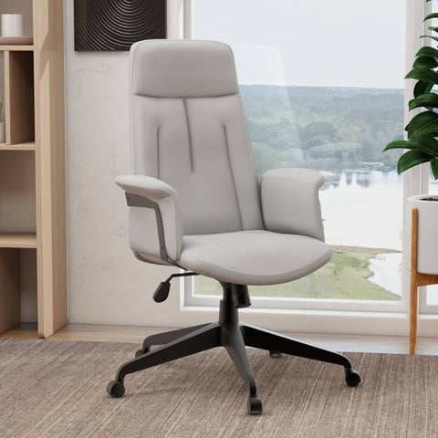 Inifini High-Back Leather Ergonomic Office Chair With Lumbar Support, Adjustable Hight and Swivel