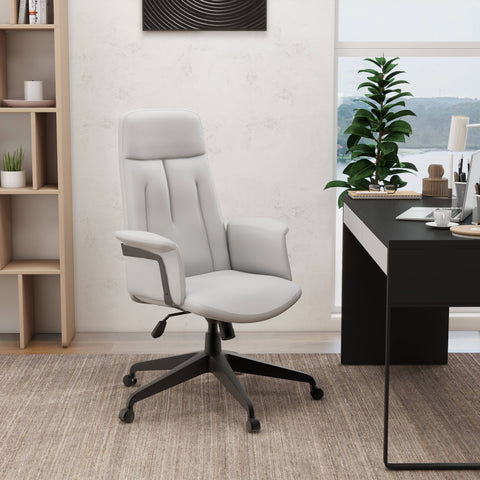 Inifini High-Back Leather Ergonomic Office Chair With Lumbar Support, Adjustable Hight and Swivel