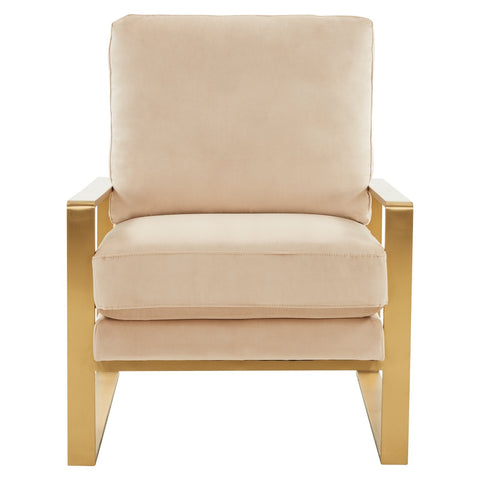 Jefferson Modern Accent Armchair with Upholstered and Gold/Silver Metal Frame