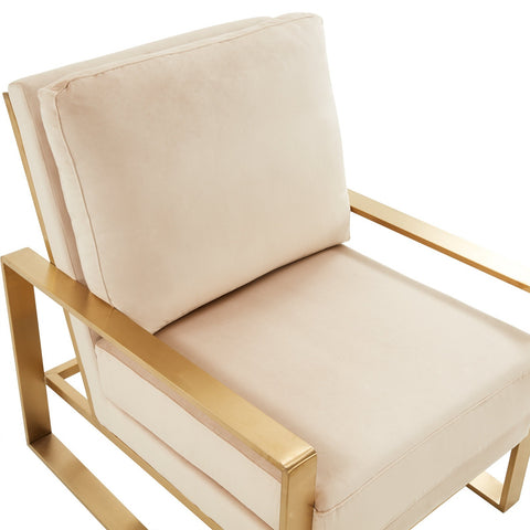 Jefferson Modern Accent Armchair with Upholstered and Gold/Silver Metal Frame